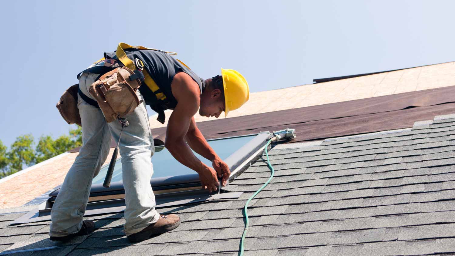 Worker fitting skylight